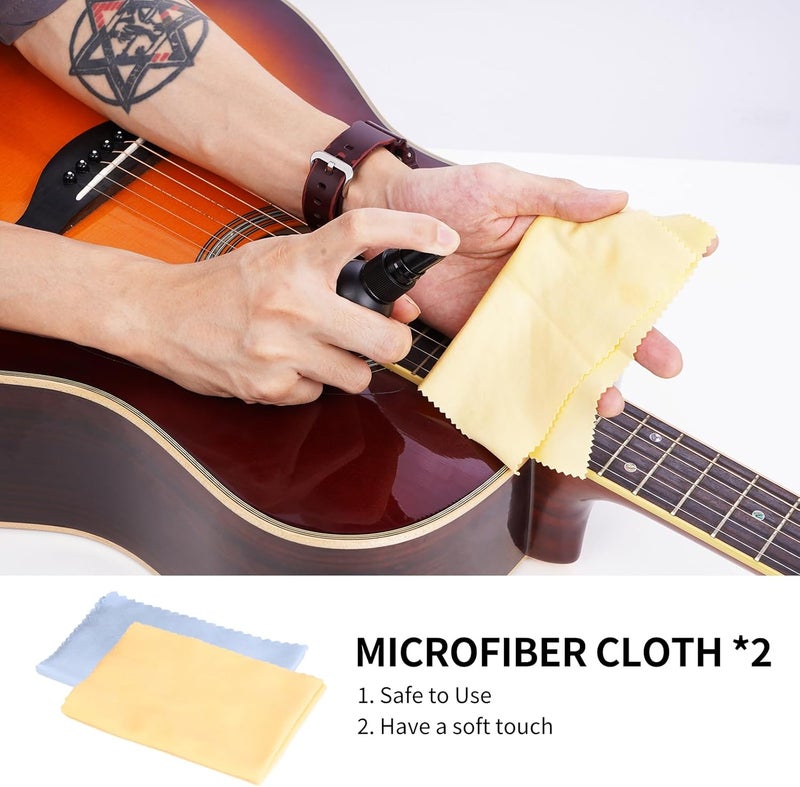 Guitto Guitar Cleaning Kit, All in One Guitar Care Kit Fretboard Lemon Oil, Polish, Guitar String Cleaner, Microfiber Cloth GSN-01 - Image 5